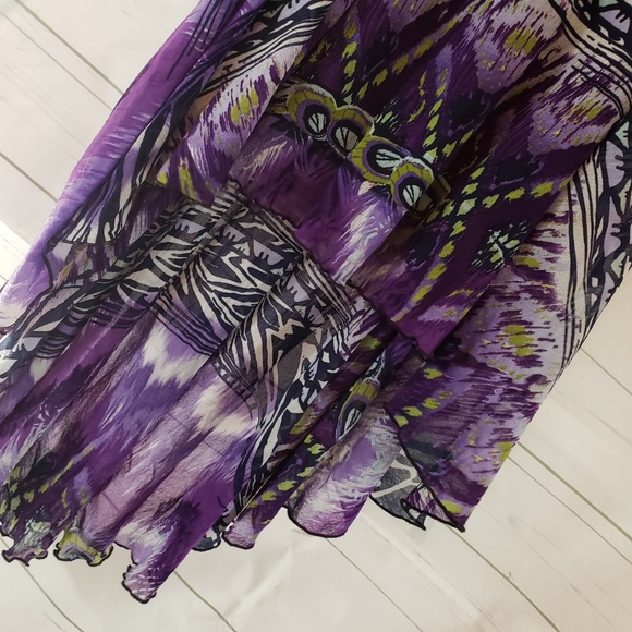Zara Purple & Black High-Low Skirt sz M - Picture 2 of 6
